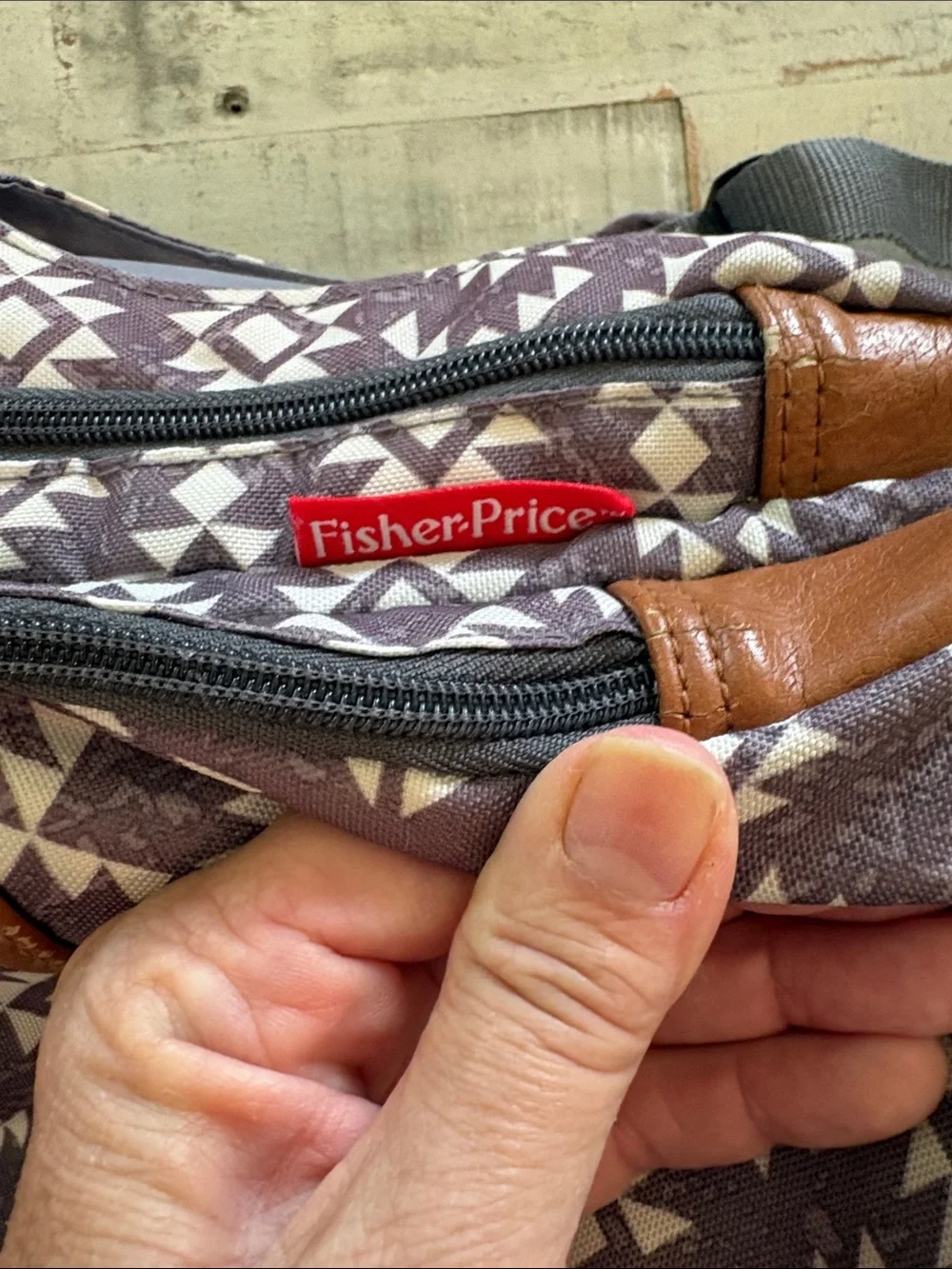 Fisher-Price Shiloh Gray and White Southwest   Diaper Bag Backpack